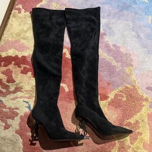 Elegant Black Over-the-Knee YSL Boots